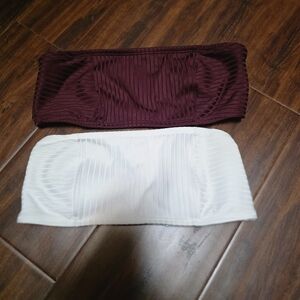 Abercrombie & Fitch Burgundy and White Bikini Tops
